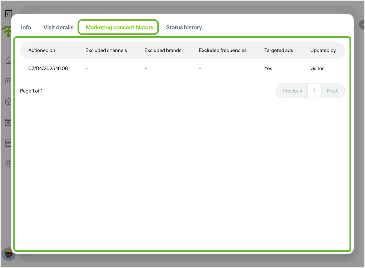 Review Marketing Consent History
