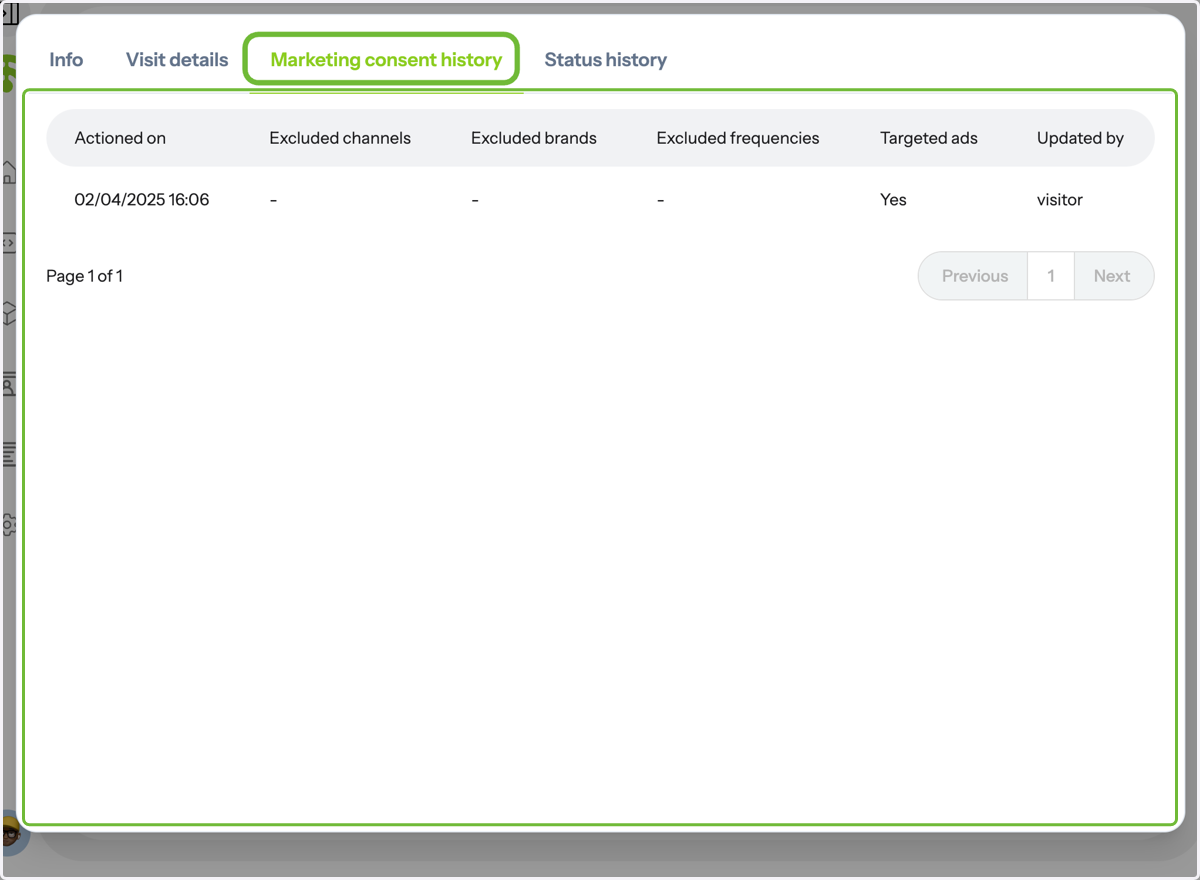 Review Marketing Consent History