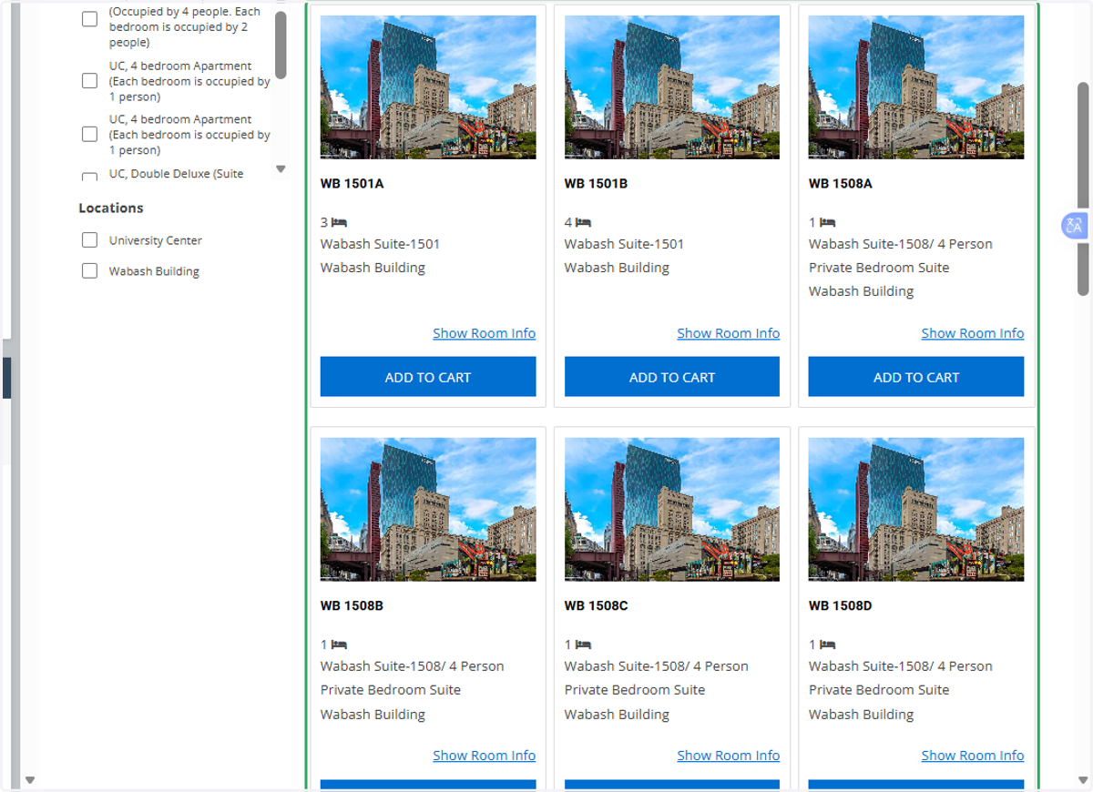 Rooms will be displayed in numerical order