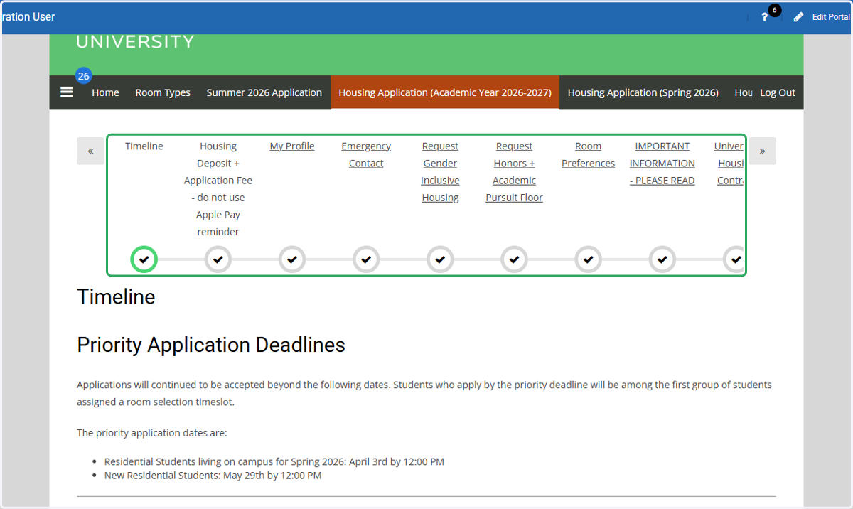 Locate the top steps of the housing application at the top.
