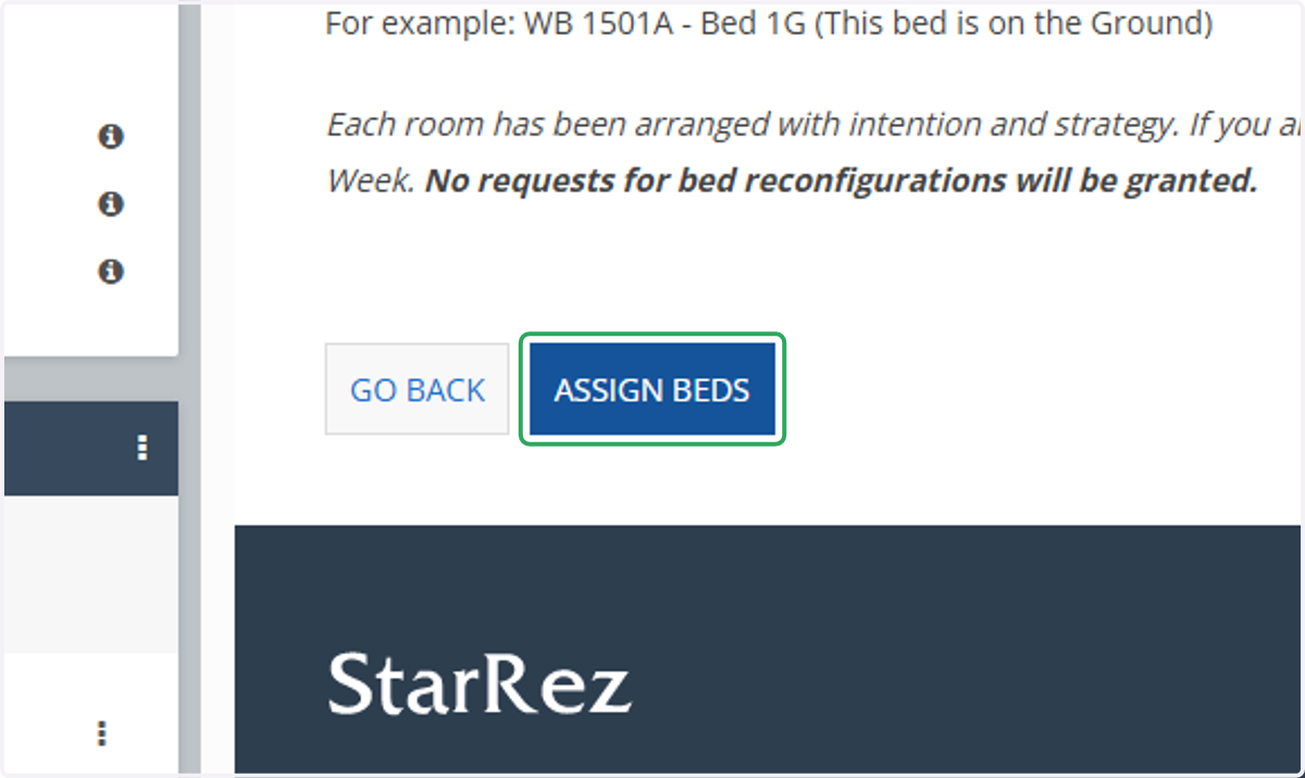 Click on Assign Beds