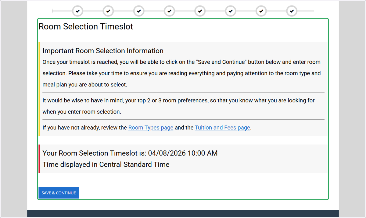 Click on Room Selection Timeslot…