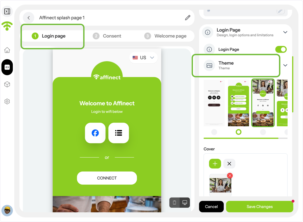 Click on the Login Page for branded customization.