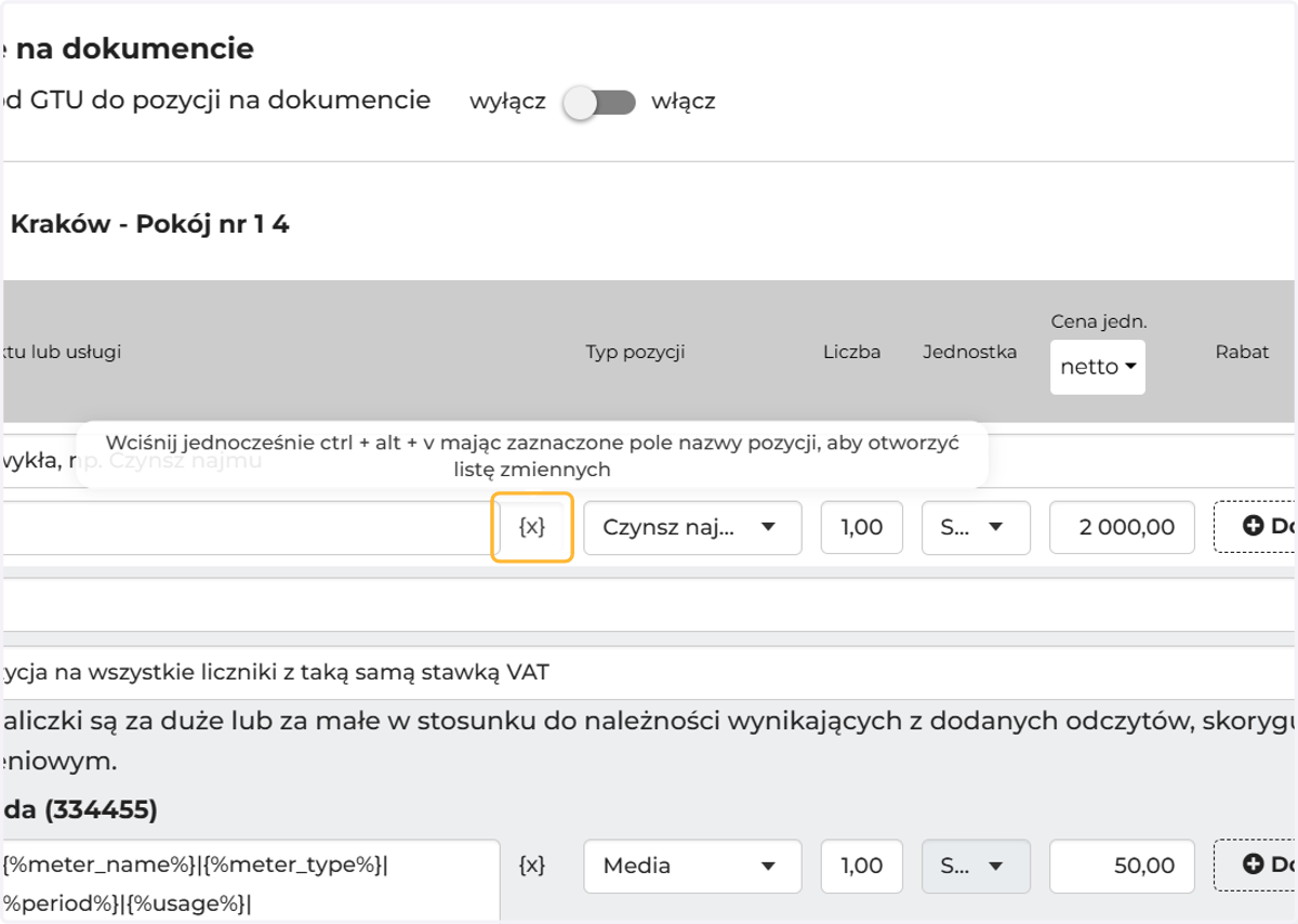 Klikając {x}
