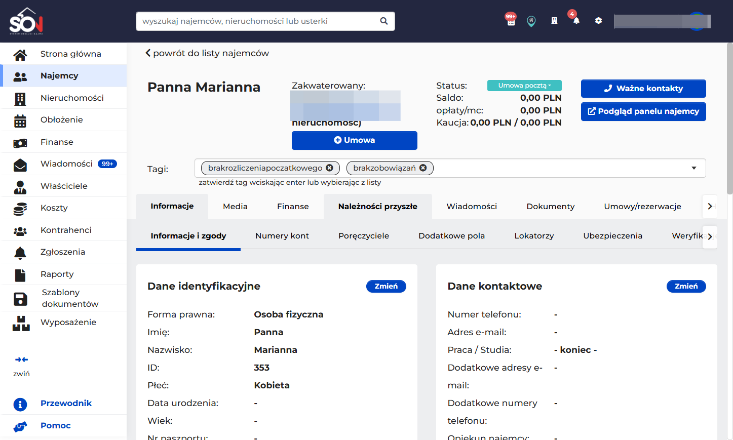Przejdź do zakładki należności przyszłe