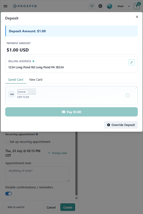 If the service has a deposit enabled, you will be required to collect a deposit at the time of booking