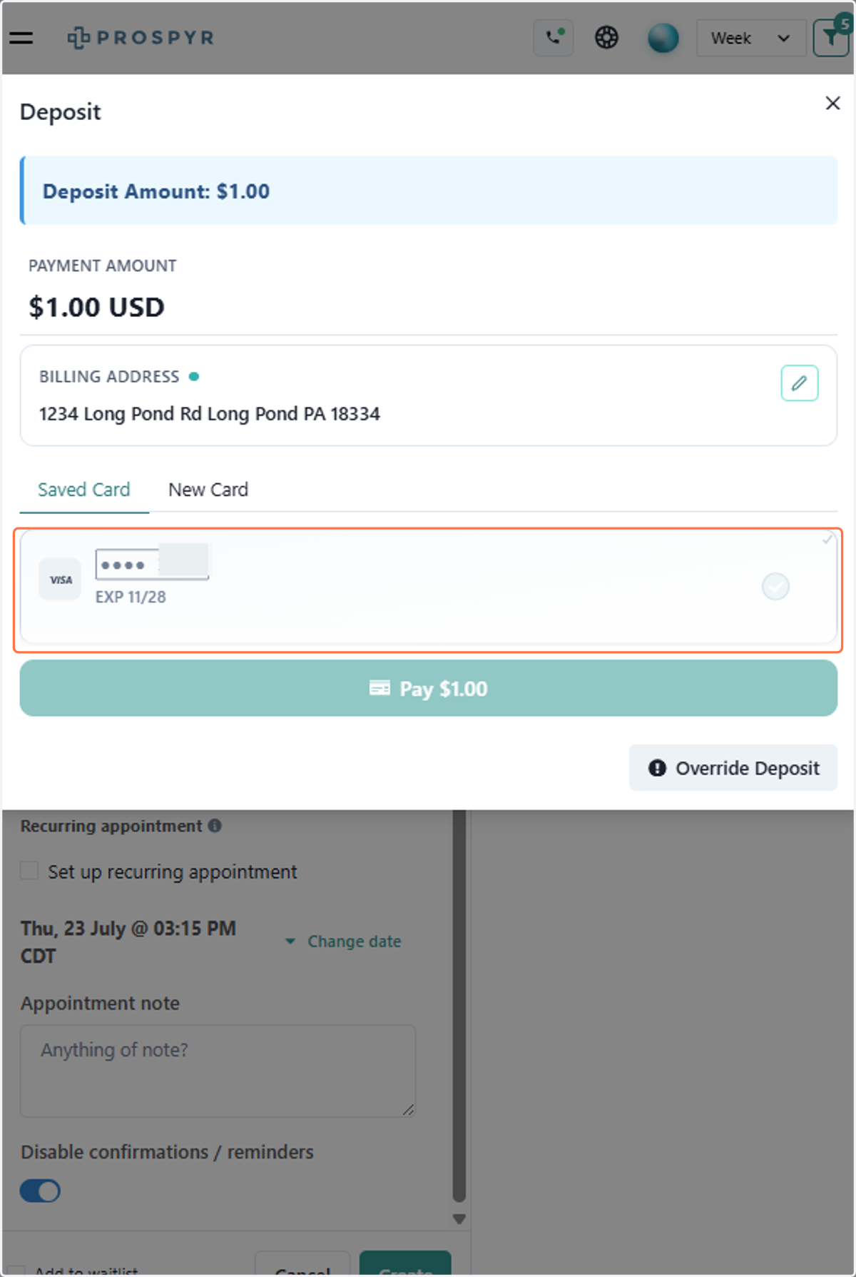 If the service has a deposit enabled, you will be required to collect a deposit at the time of booking