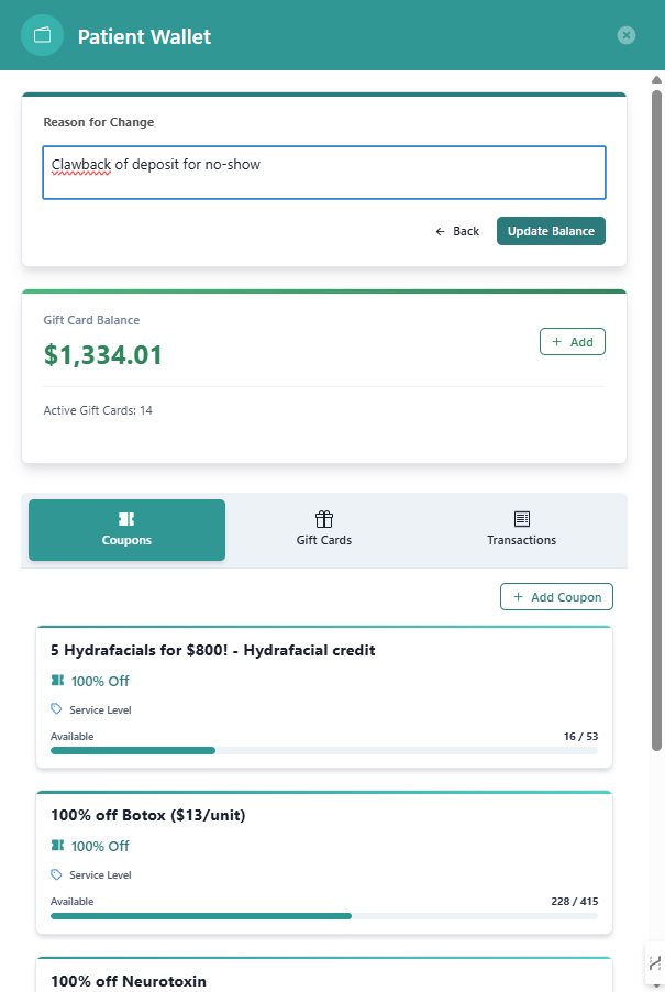 Click on Update Balance