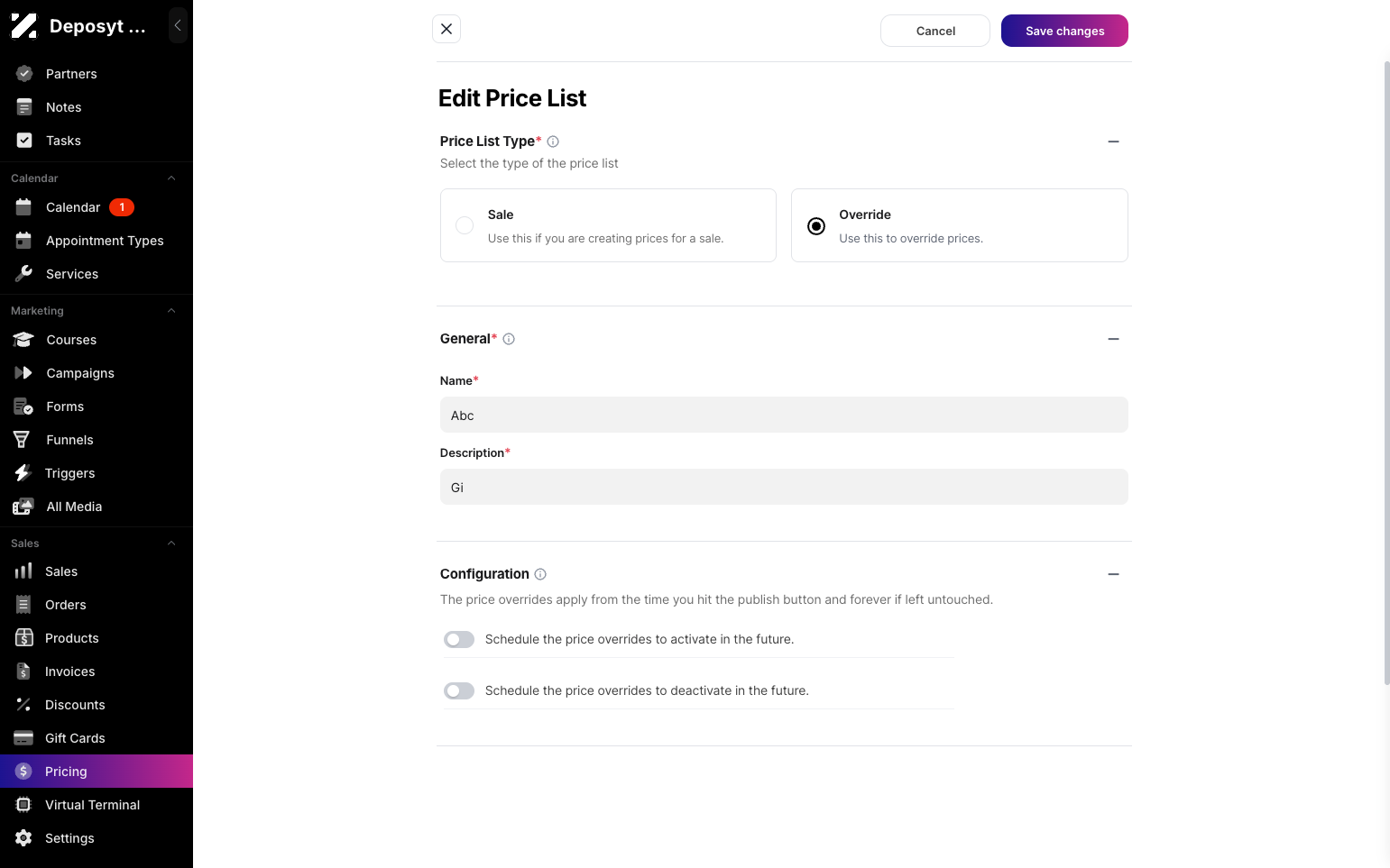 Step 7: Click Save Changes when you are done editing.