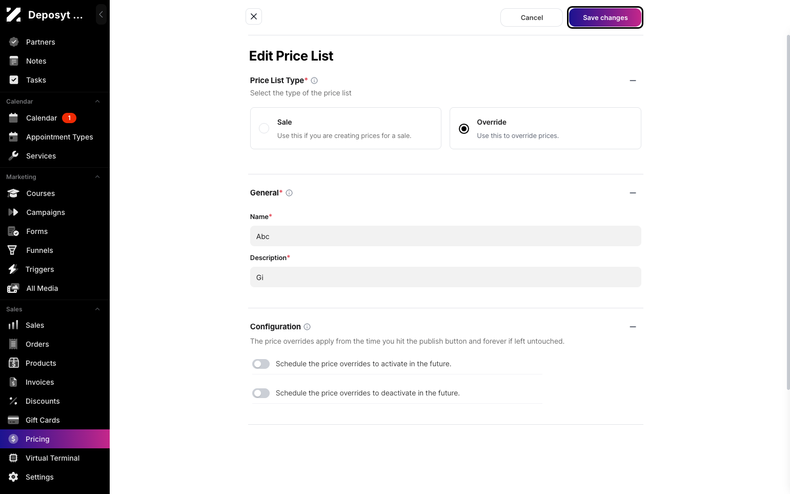 Step 7: Click Save Changes when you are done editing.