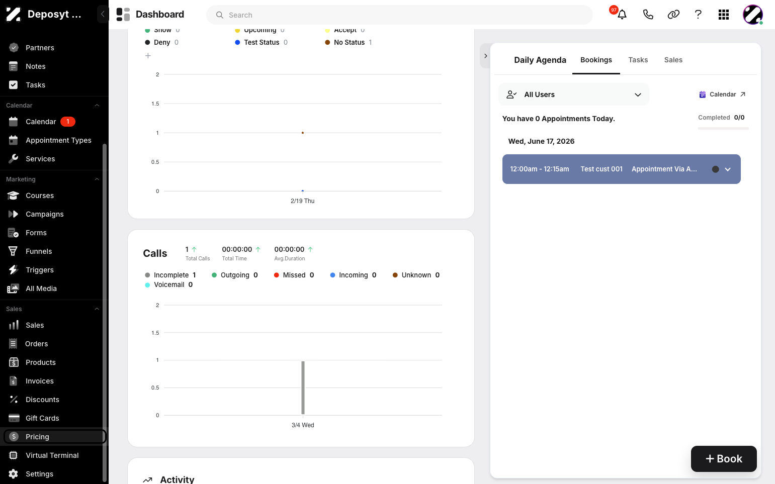 Step 1: On your Dashboard, navigate to the Pricing tab under the Sales section.