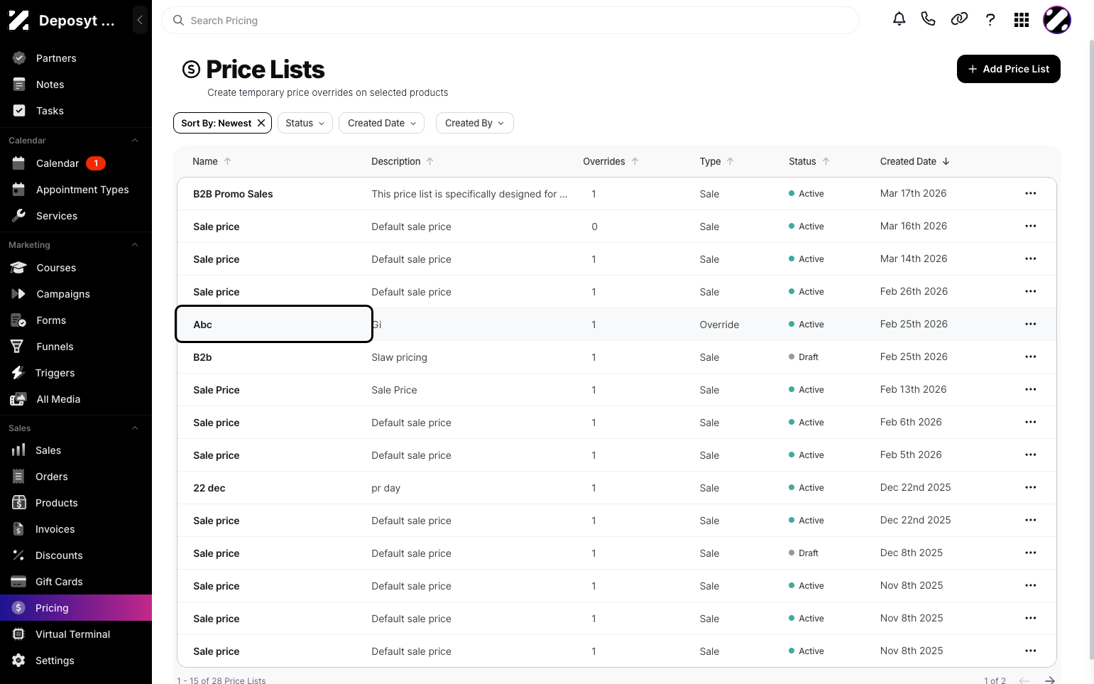 Step 3: Click on a sale price to view more information about it.