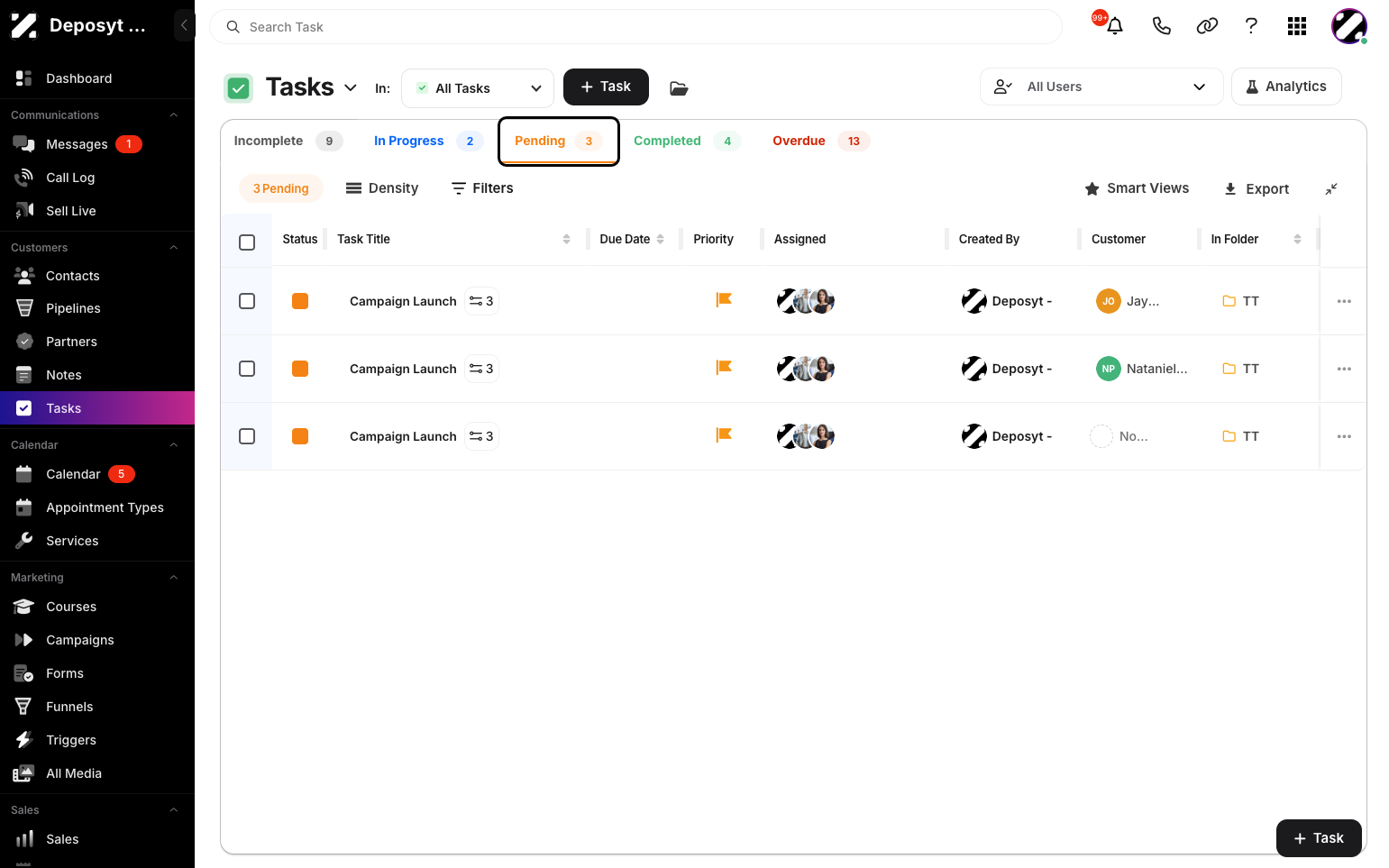 Step 2: Click the ‘Pending’ tab to view all pending tasks.
