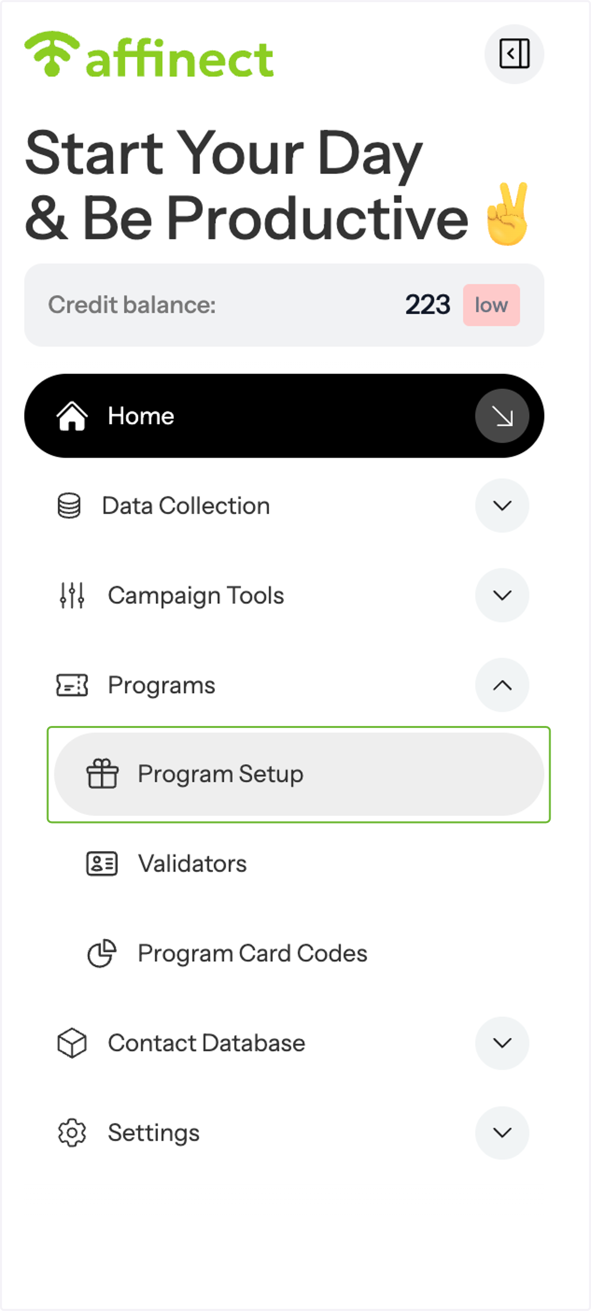 Navigate to Program Setup