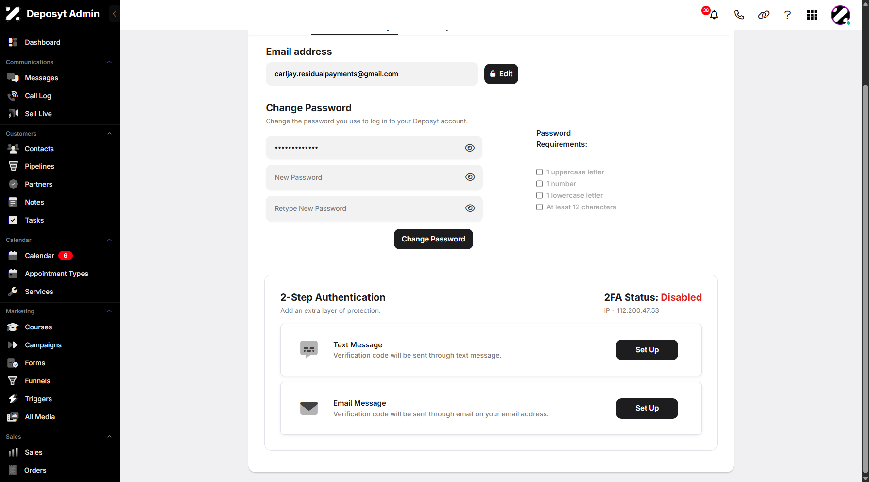 Setting Up Two-Step Authentication