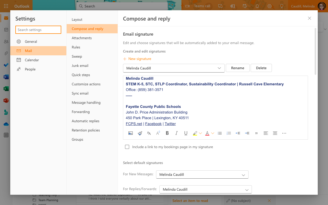 Click on Email signature