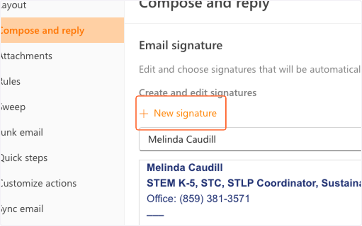 Click on Email signature