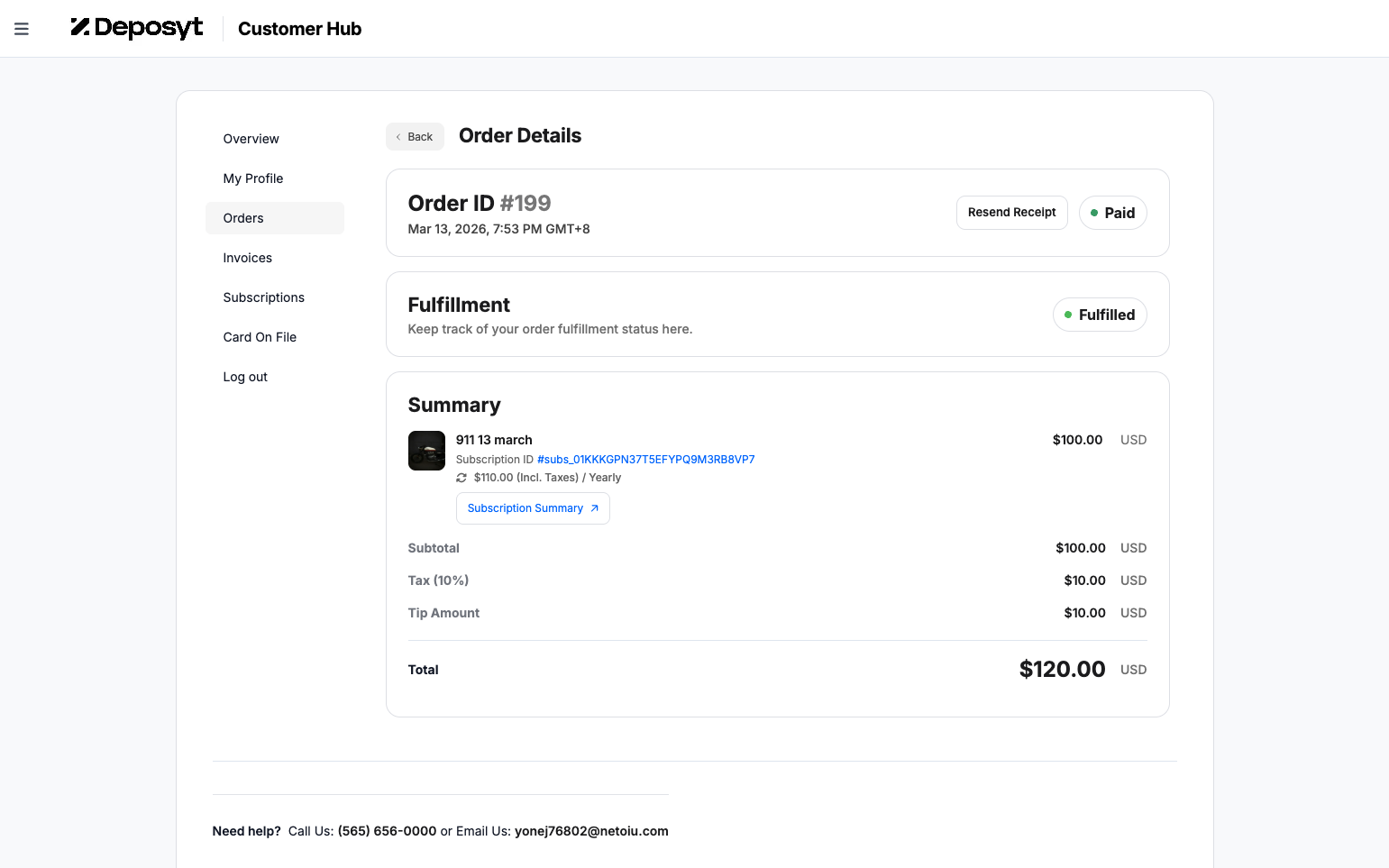 Step 8: You will now see the order details.