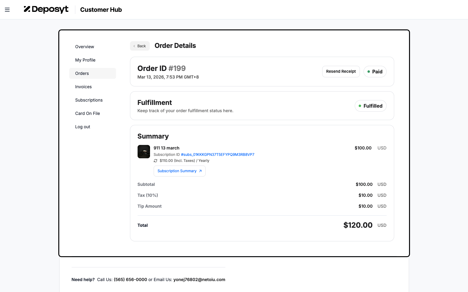 Step 8: You will now see the order details.
