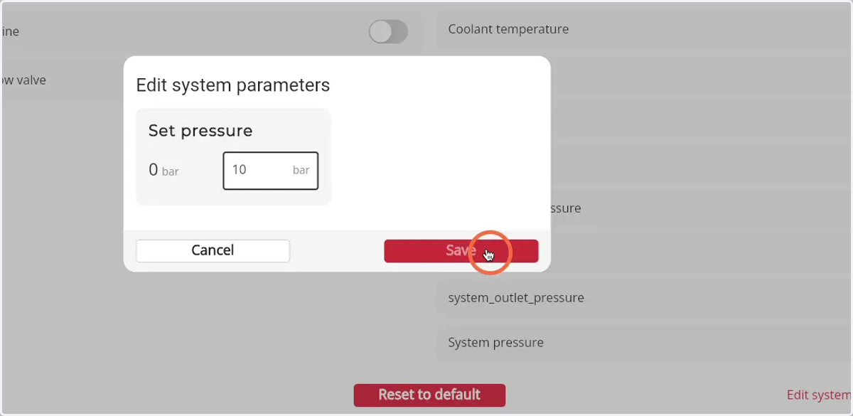 Click 'Save' to save the values of the editable parameters