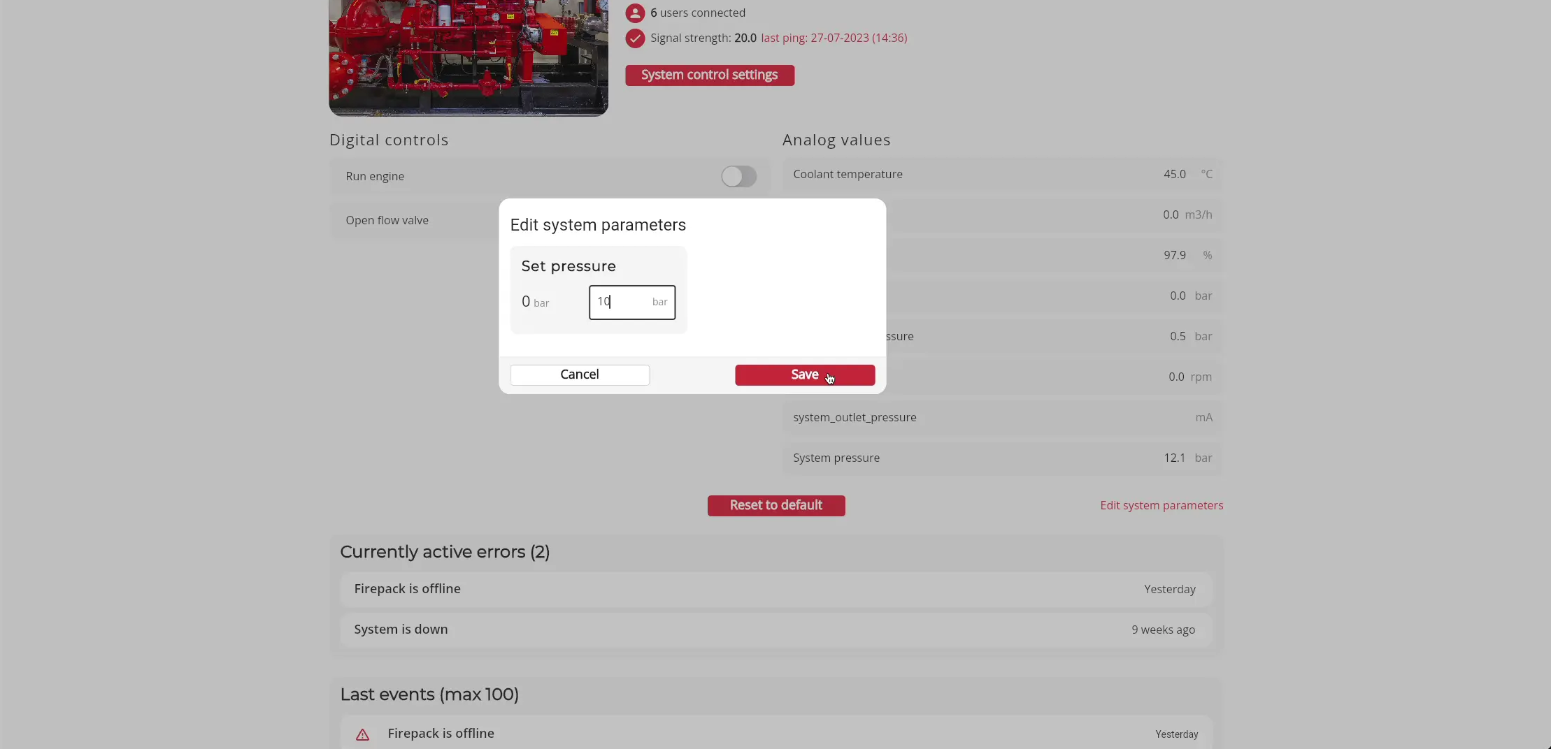 Enter the desired value of the parameter