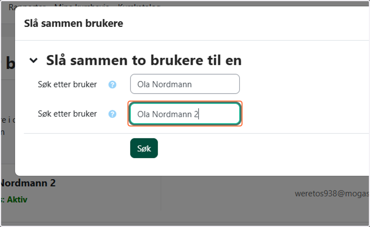 Skriv inn navnet til bruker