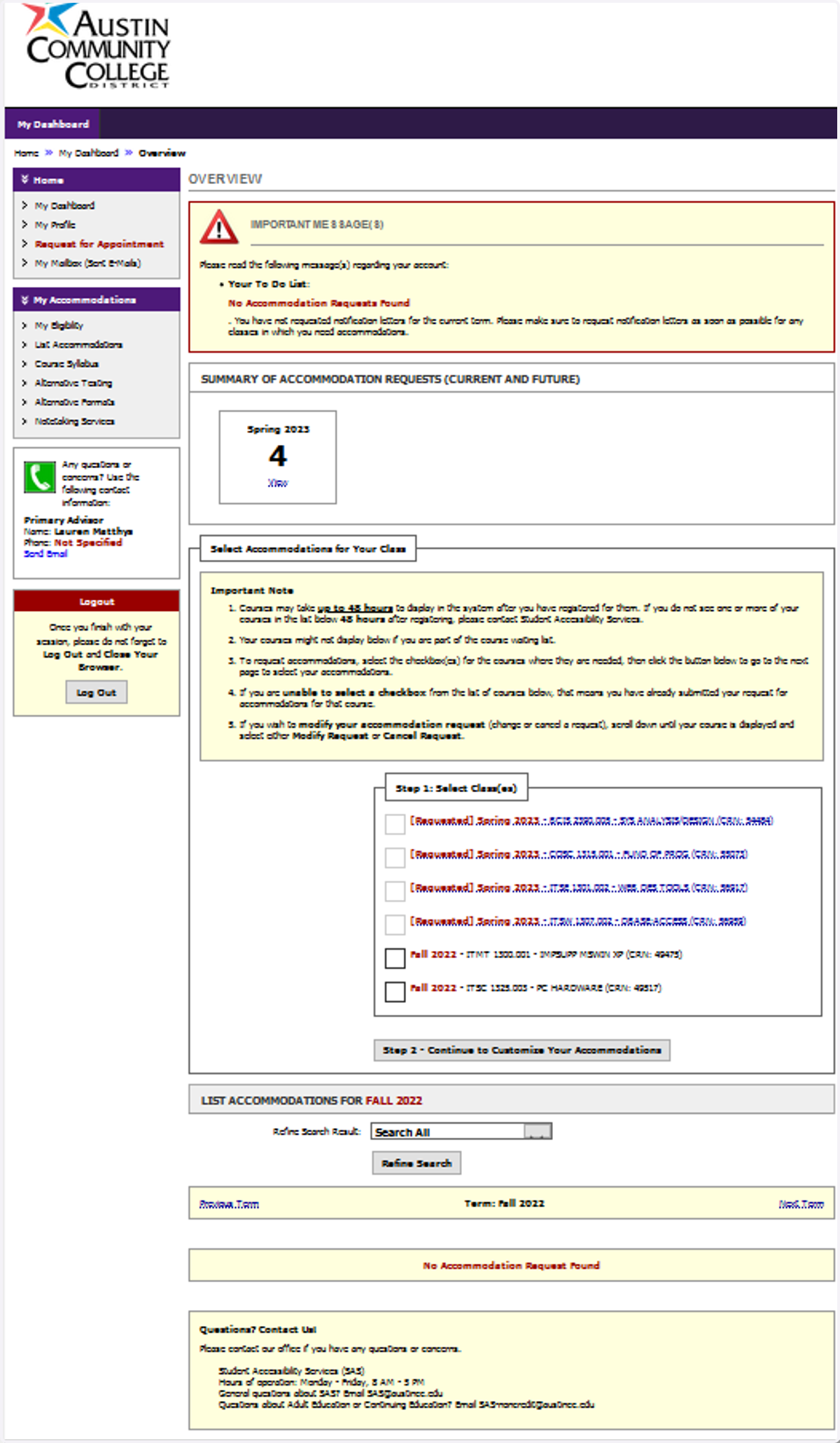 Once logged in, you'll see your AIM Student Portal Dashboard