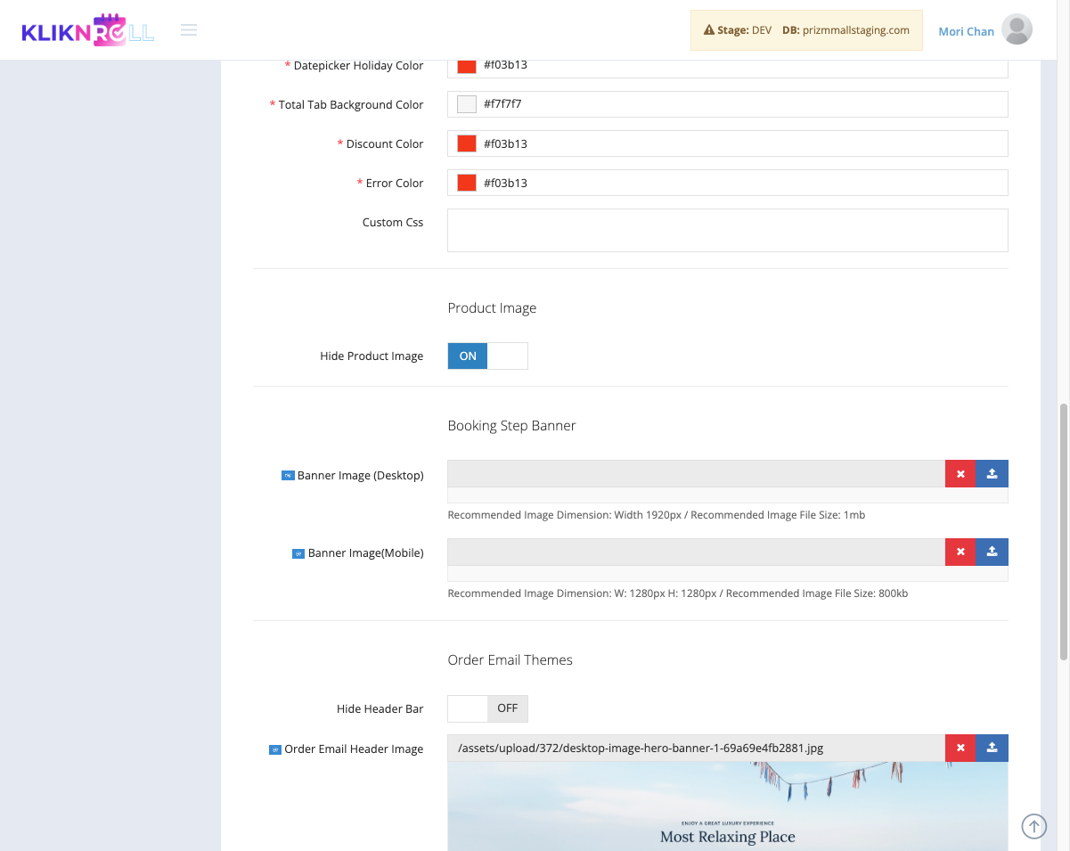 Fill in Custom Css if applicable.