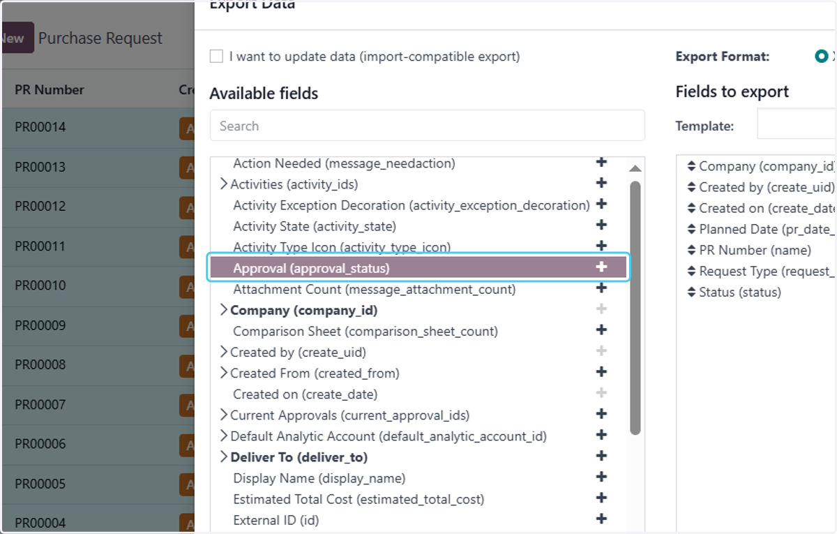Click on Approval (approval_status)