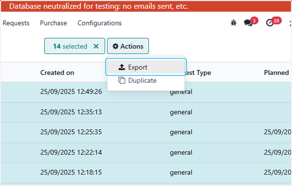 Click on Export