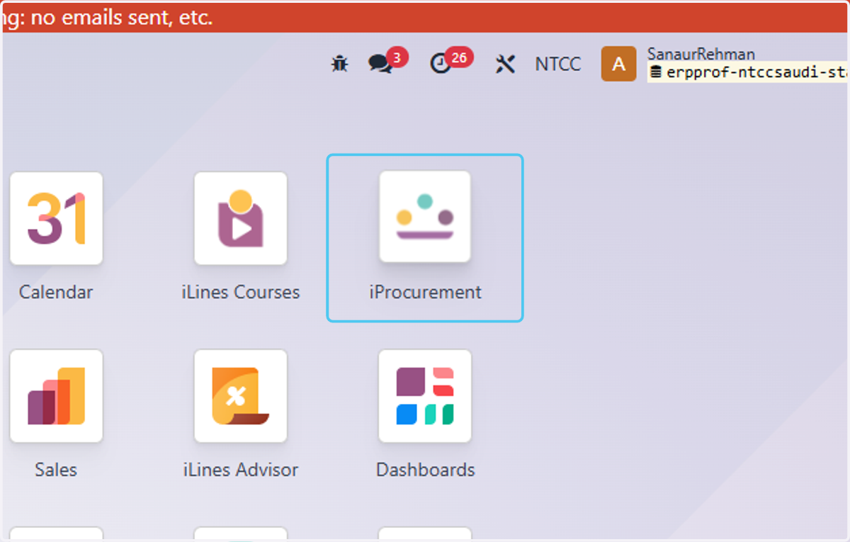 Click on iProcurement