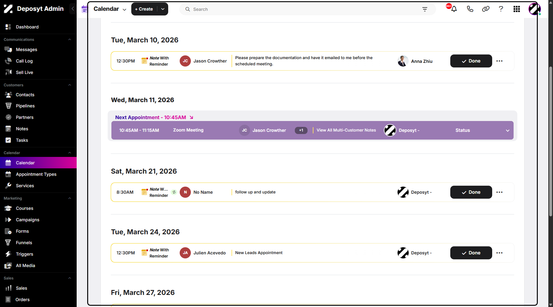 Step 6: You are now navigated to the Calendar section. This feature helps users quickly navigate from one section to another.