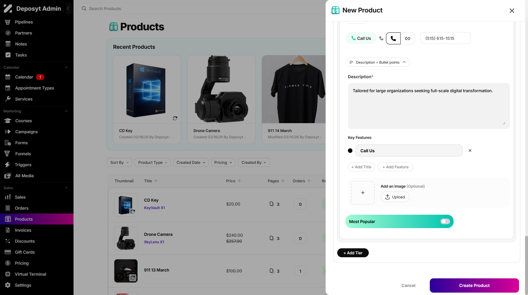 Step 12: Once you’re done setting up, click the Create Product button to create your Tiered Pricing Product.