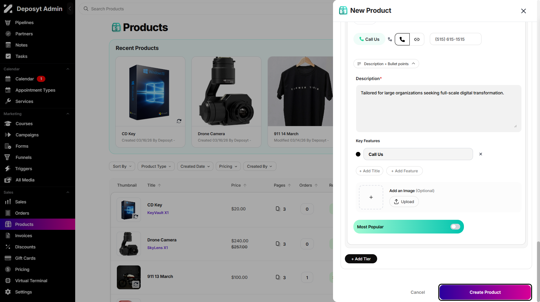 Step 12: Once you’re done setting up, click the Create Product button to create your Tiered Pricing Product.