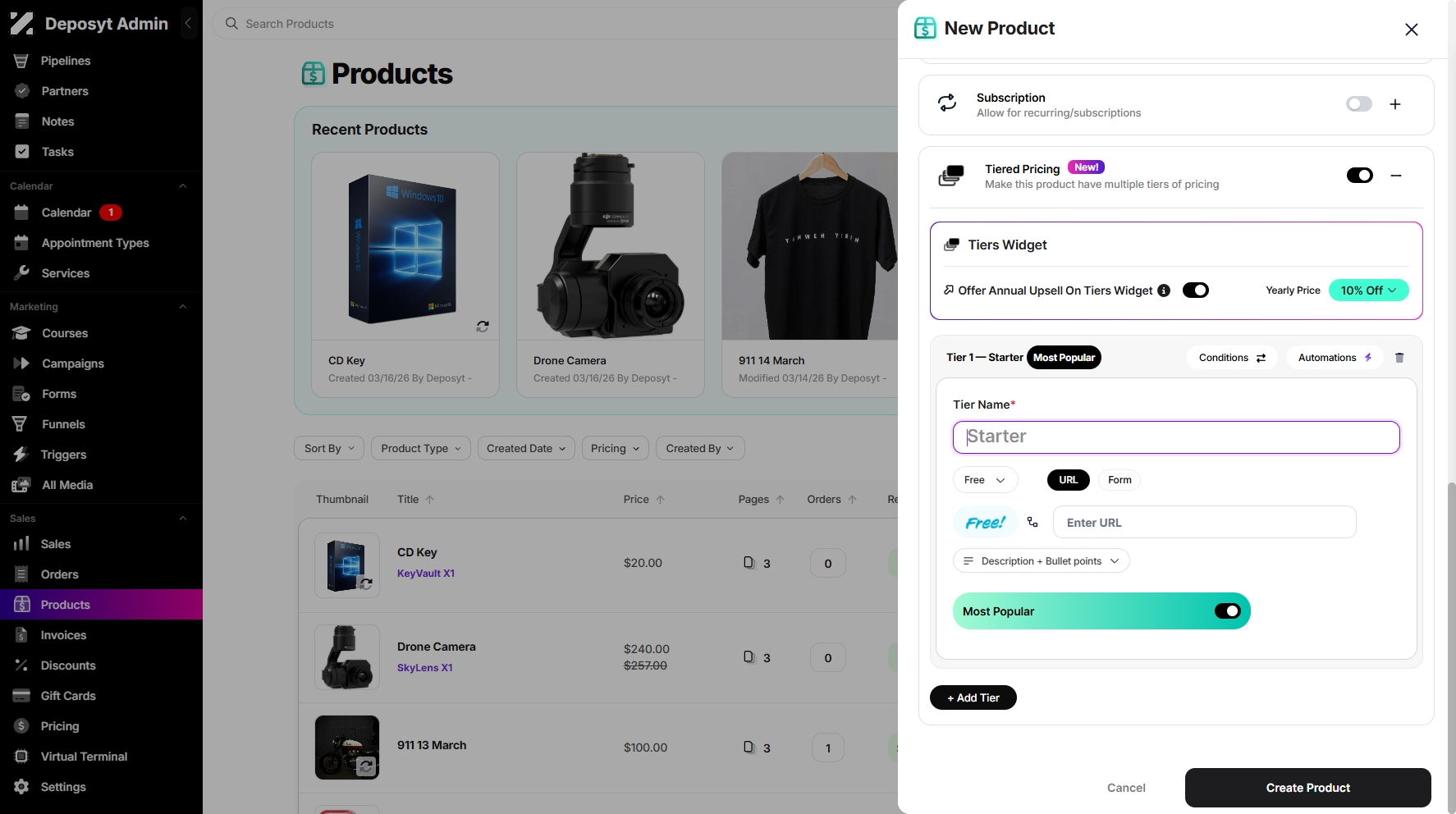 Step 8: There are three tier options, starting with the Free Tier. Here, you can add a URL or select a form.