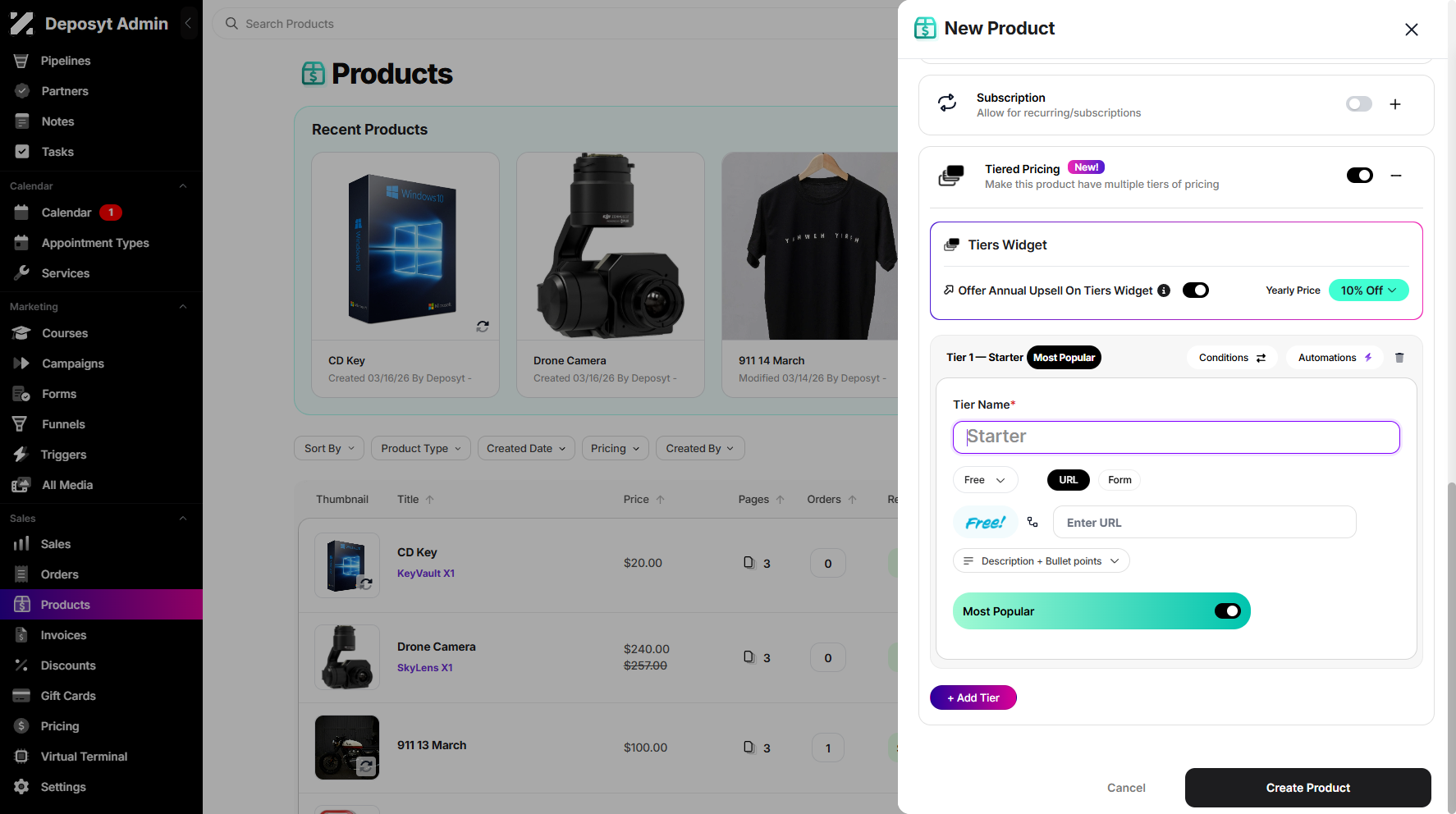 Step 11: To add multiple Tier, simply click the + Add Tier button.