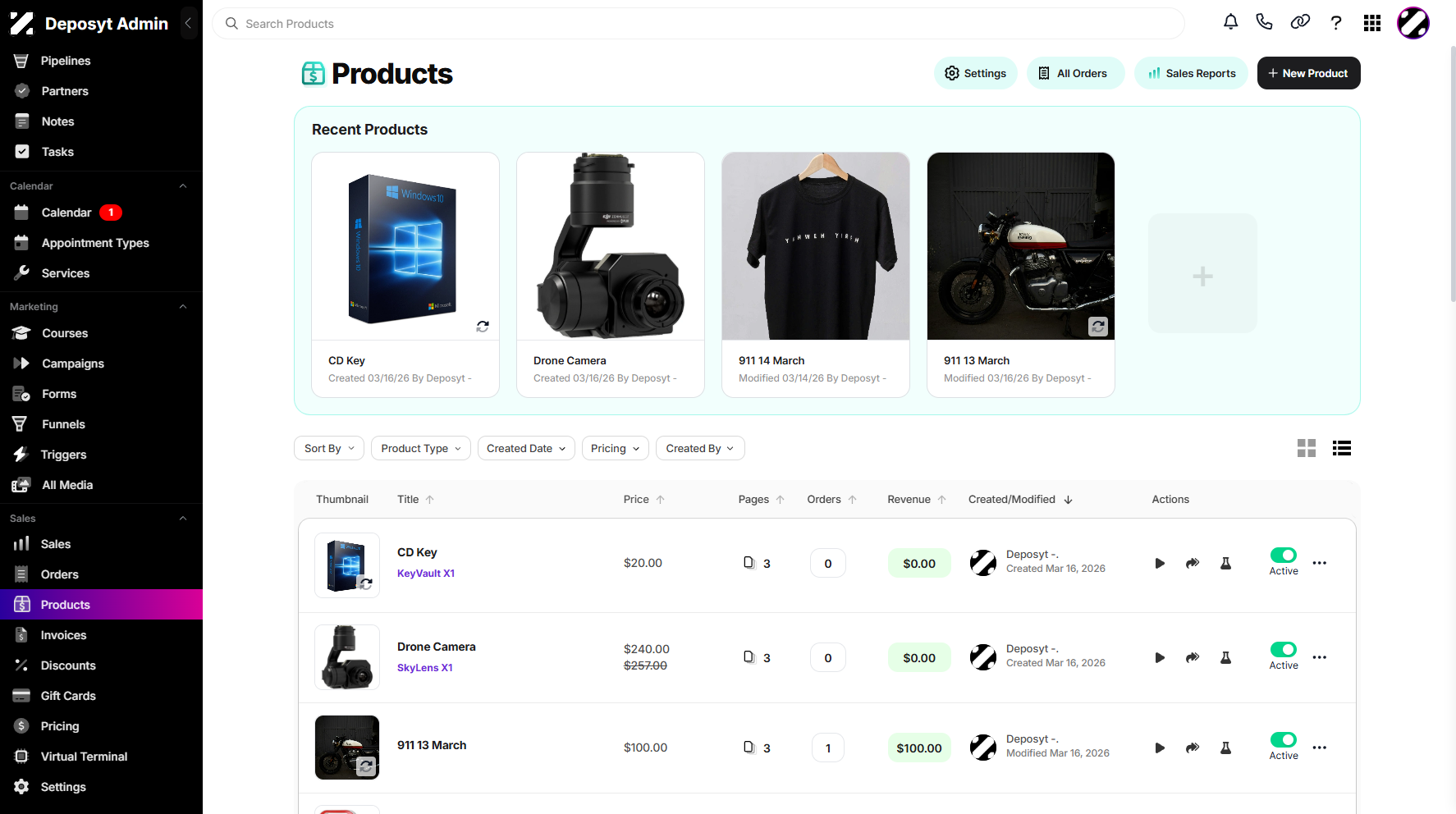 Step 2: You will then be navigated to the Products tab.