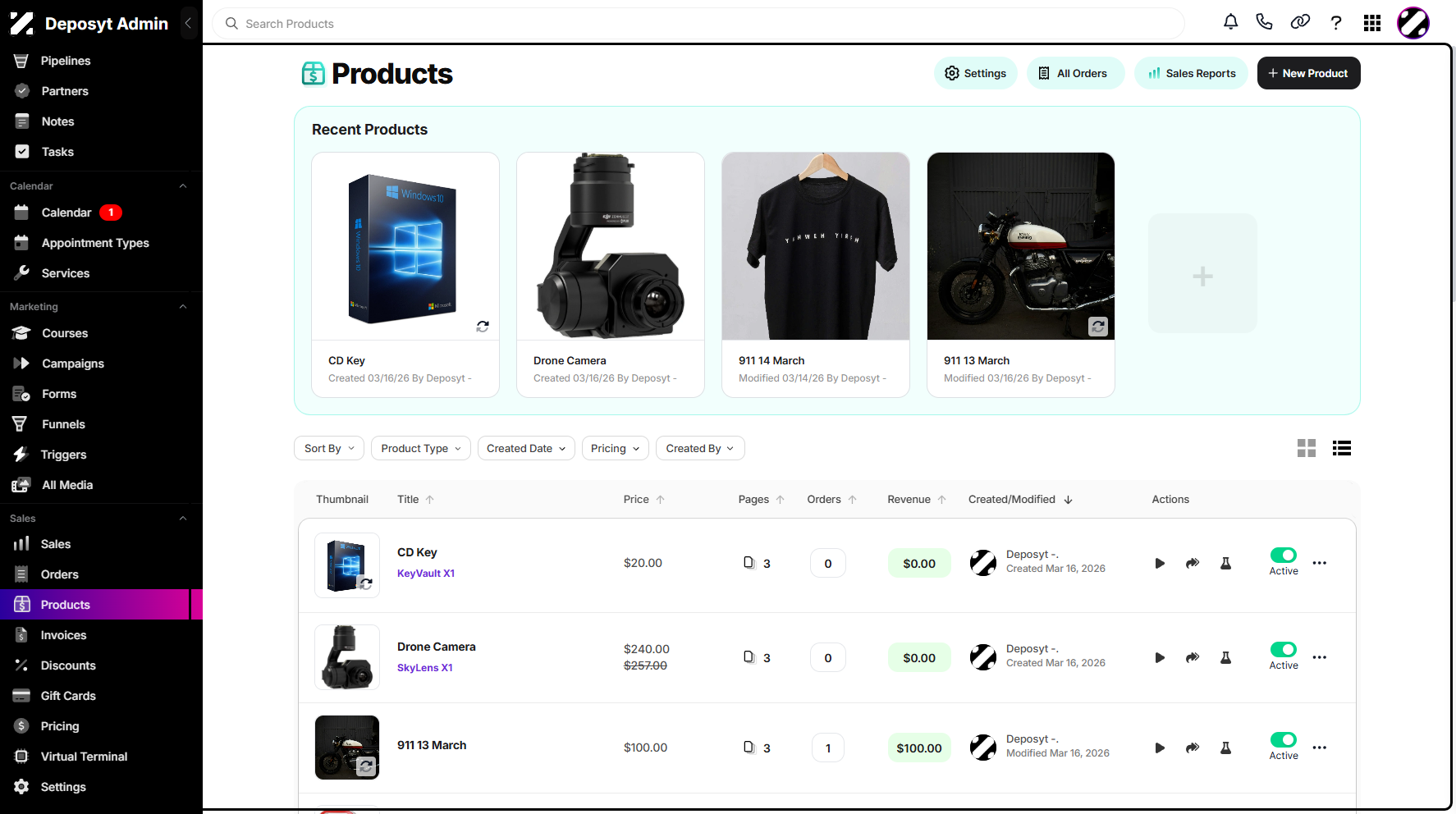 Step 2: You will then be navigated to the Products tab.