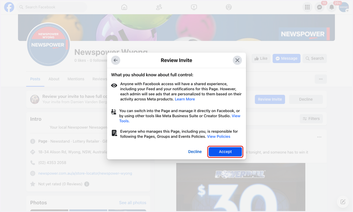 Click on Accept