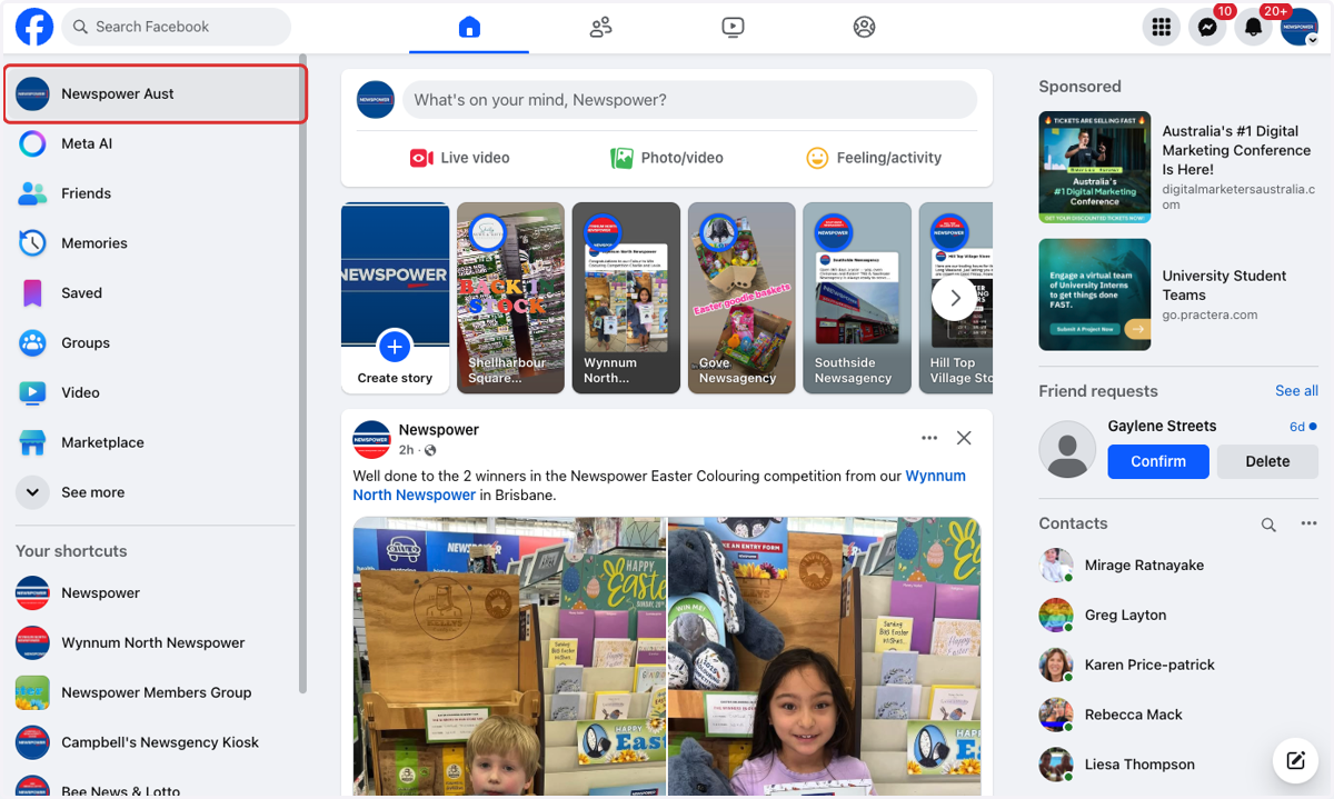 Log into your personal Facebook account.