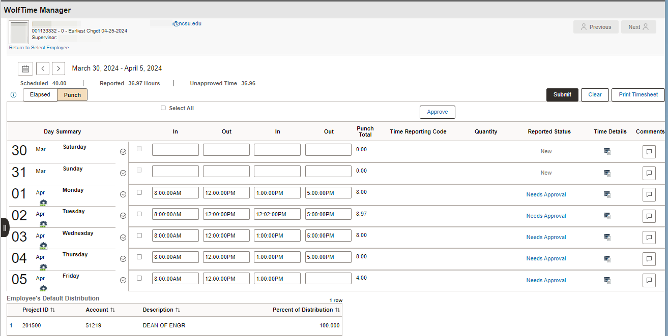 Resolving / Editing Employee punch data