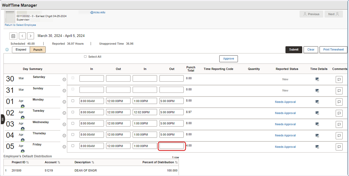 Resolving / Editing Employee punch data