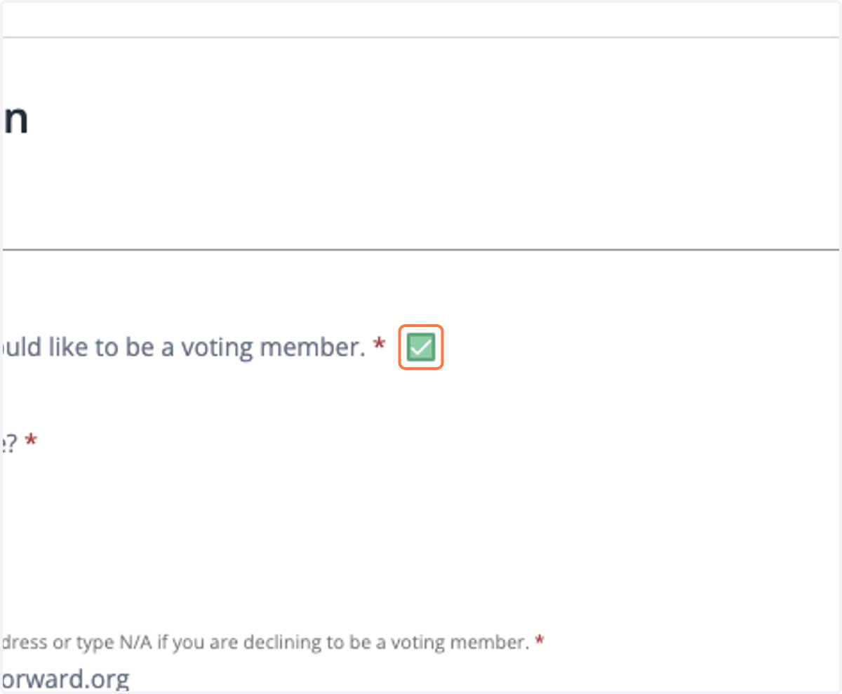 Be sure to check the box to be a voting member.