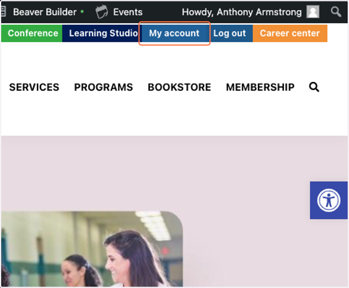 When it returns you to the main website, click on My account