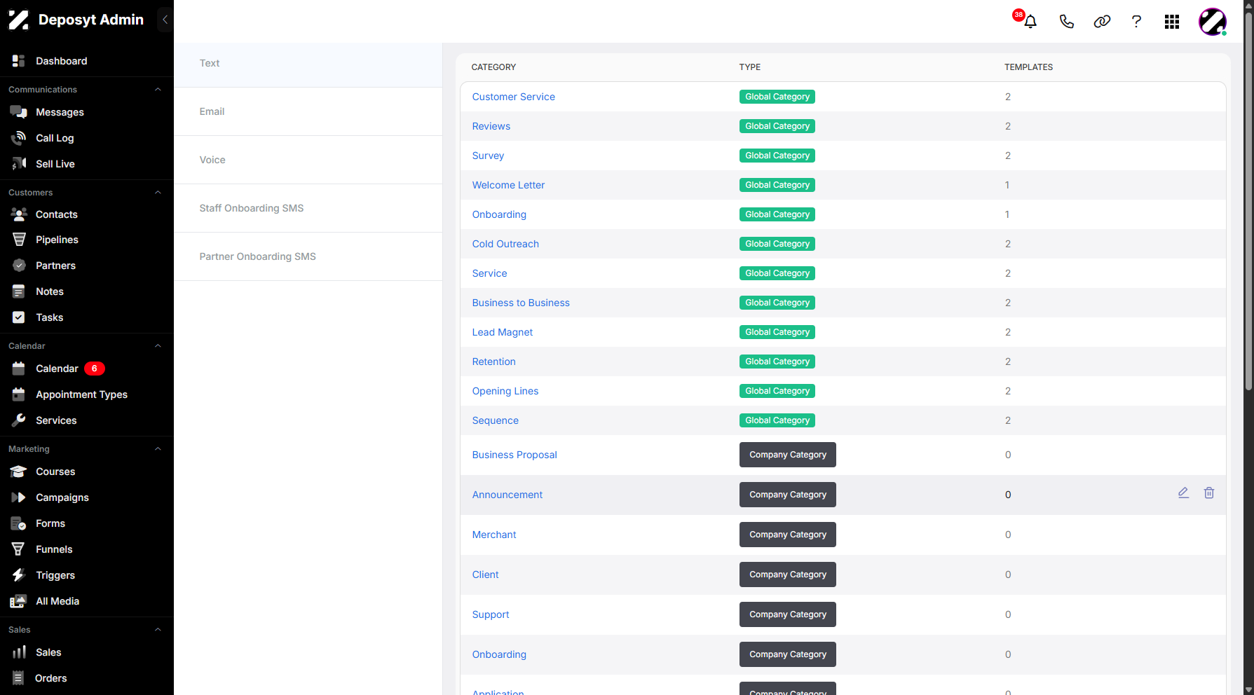 Step 7: You may also edit and delete a specific template as long as it is a Company category type.
