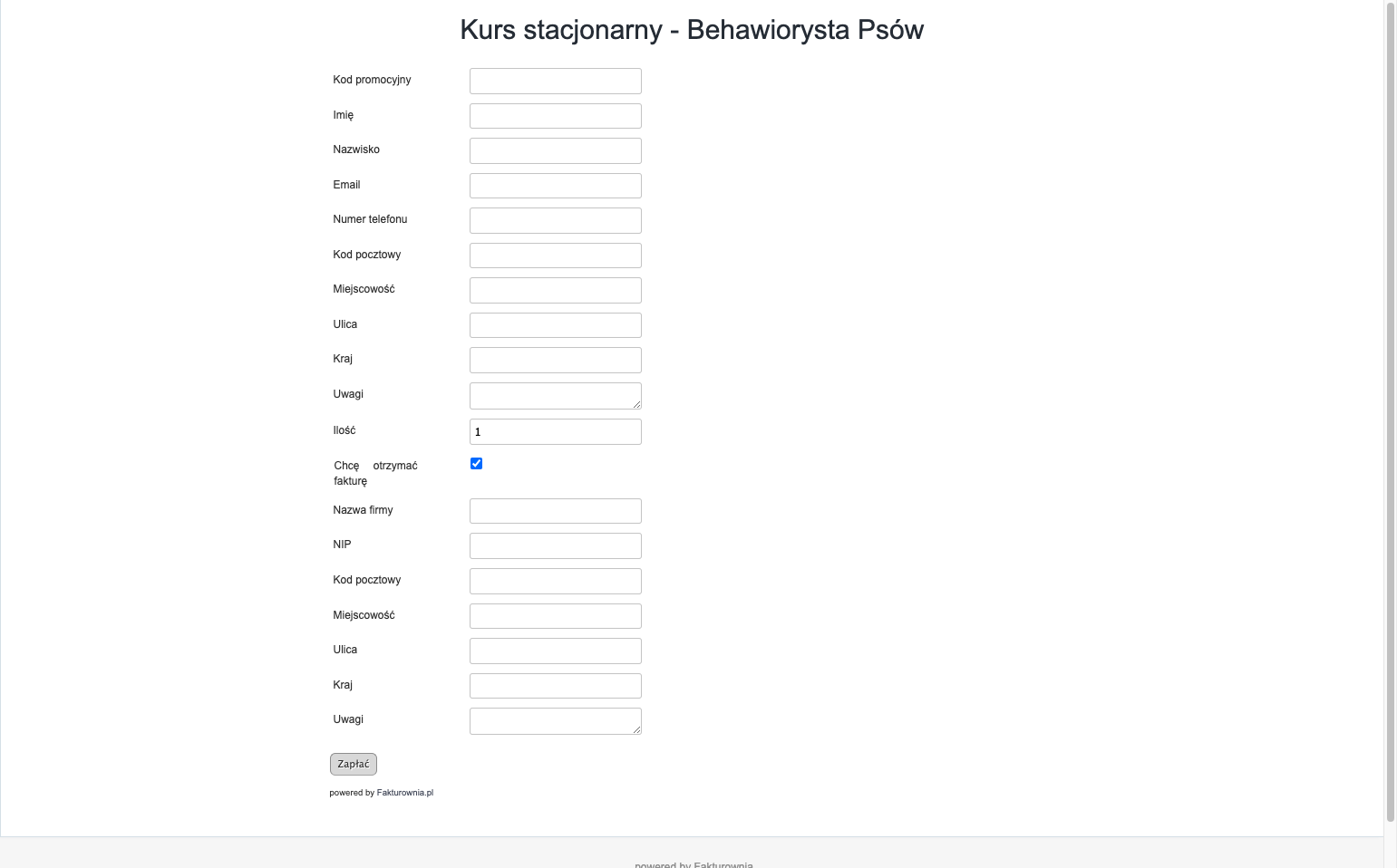 Strona płatności > Widget przykładowego produktu online formatki zaawansowanej.