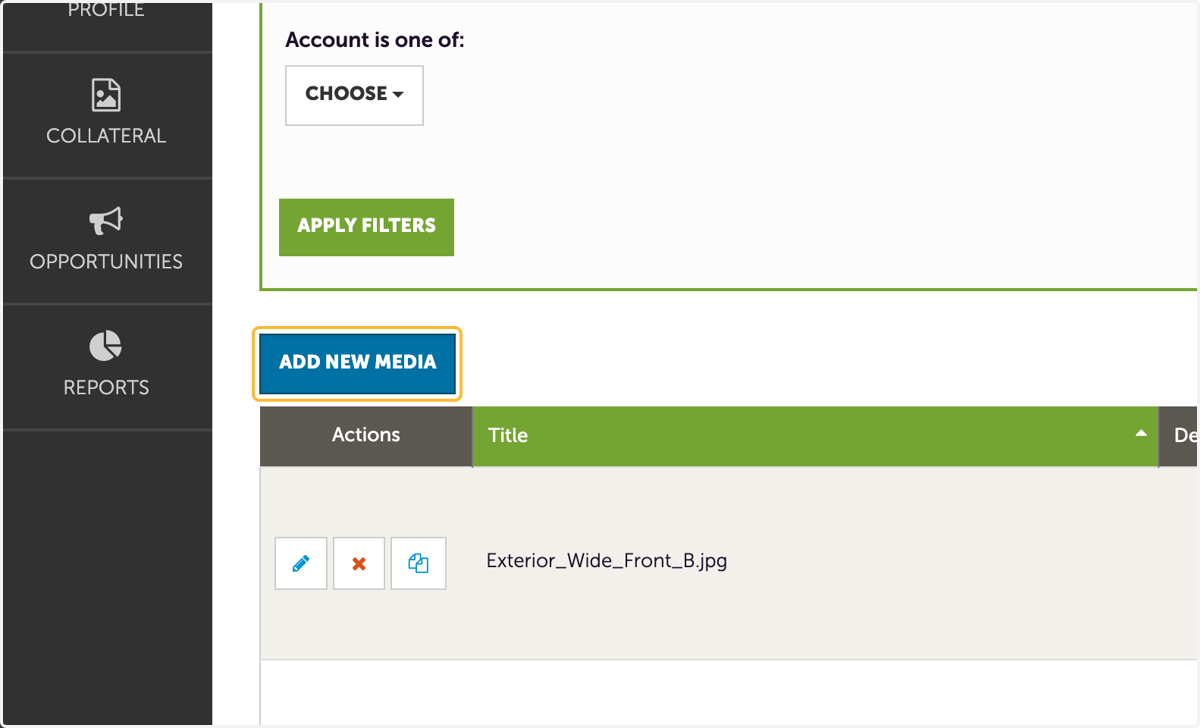 Click on ADD NEW MEDIA