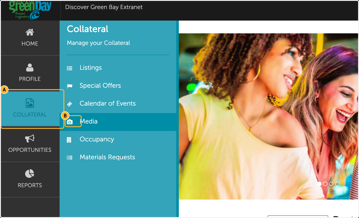 A. Click on COLLATERAL B. Click on Media