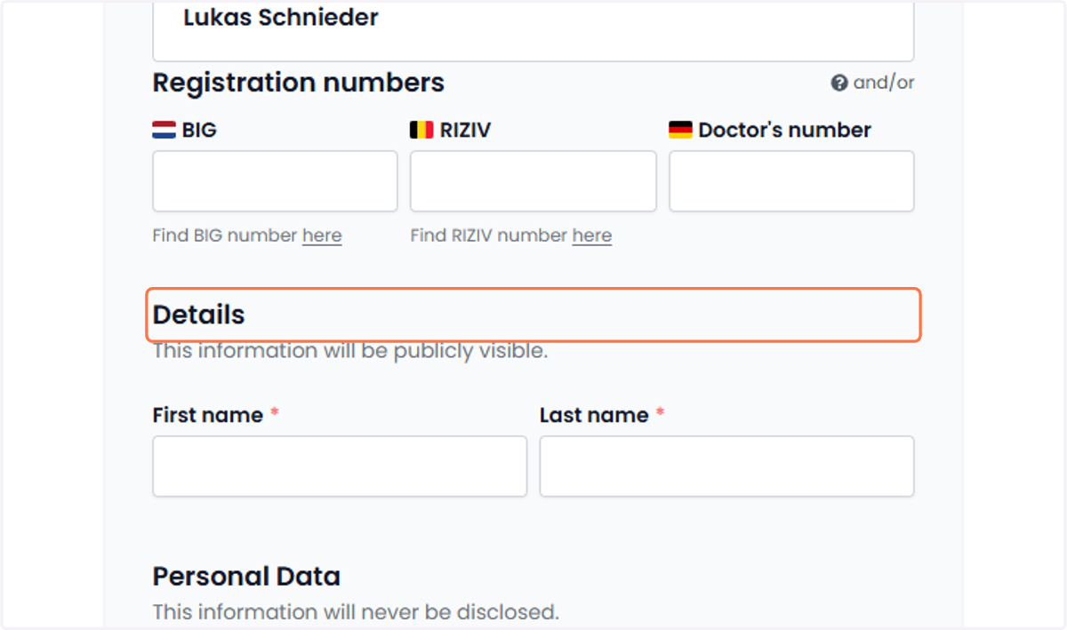 Personal details Persoonlijke gegevens