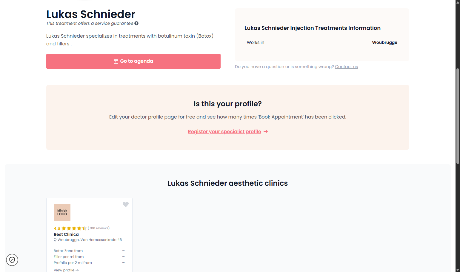 Click on ‘Register Your Specialist Profile’. Klik op ‘Registreer je specialistenprofiel’.
